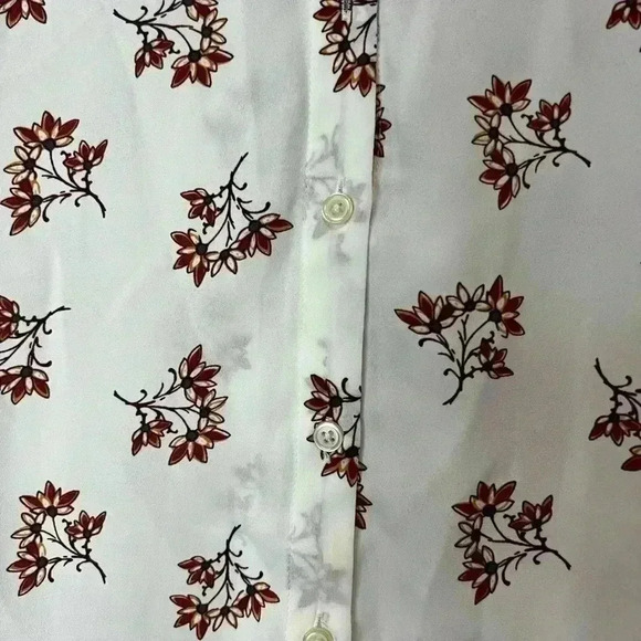 ANN TAYLOR LOFT WOMENS LONG SLEEVE FLORAL BUTTON-DOWN BLOUSE NWOT - Picture 2 of 5